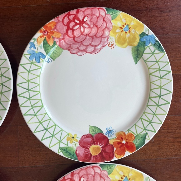 Pier 1 NEW spring Easter squirrel ironstone floral salad & dinner plate - Picture 2 of 3